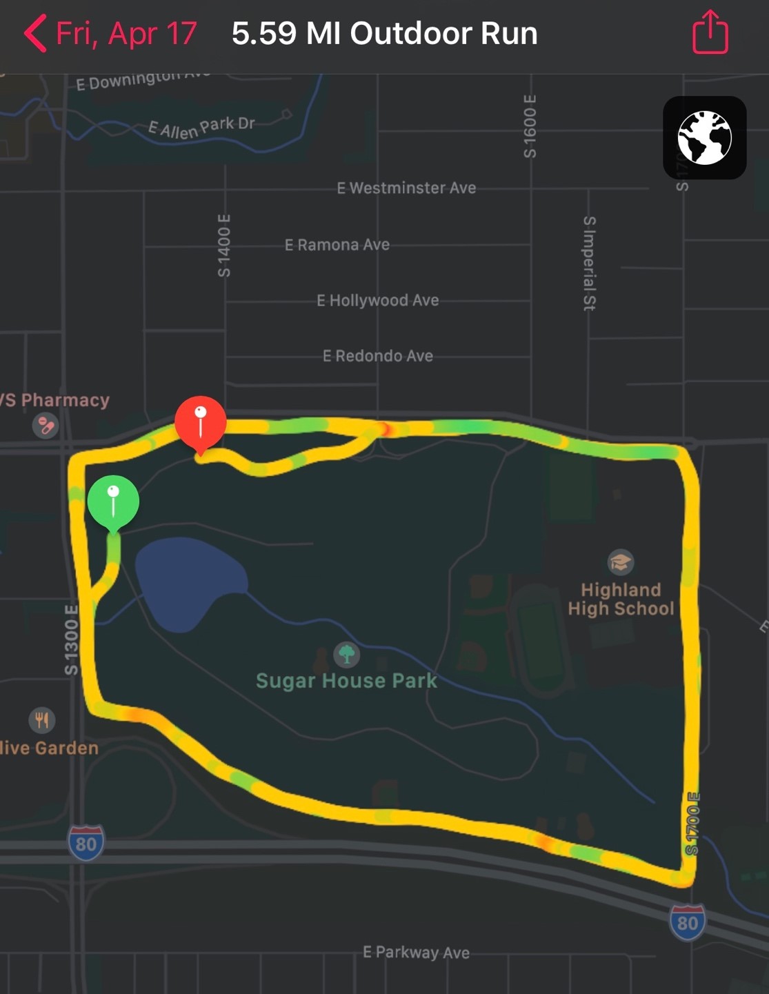 nearby park running